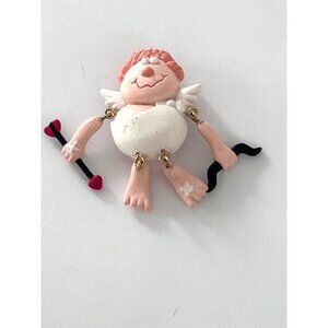 Vintage Hallmark Valentines Cupid Pin Brooch Dangle Moveable Arms Legs